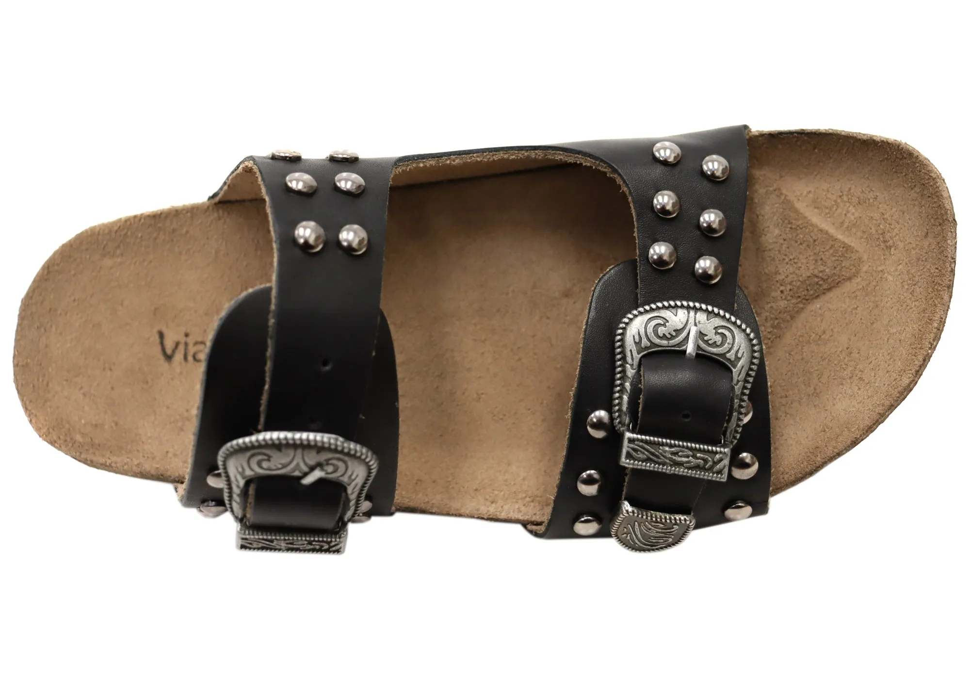 Via Paula Renee Damen Leder Bequem-Slides Sandalen Hergestellt in Brasilien Via Paula Schuhe