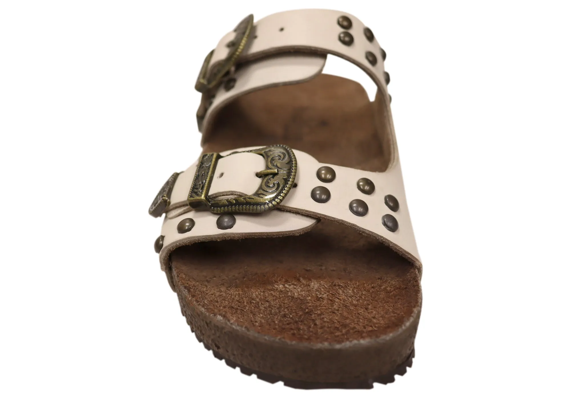 Via Paula Renee Damen Leder Bequem-Slides Sandalen Hergestellt in Brasilien Via Paula Schuhe
