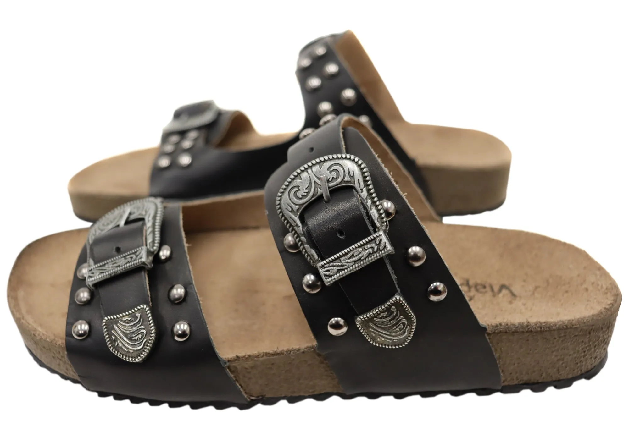 Via Paula Renee Damen Leder Bequem-Slides Sandalen Hergestellt in Brasilien Via Paula Schuhe