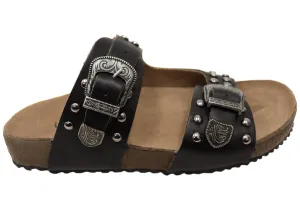 Via Paula Renee Damen Leder Bequem-Slides Sandalen Hergestellt in Brasilien Via Paula Schuhe