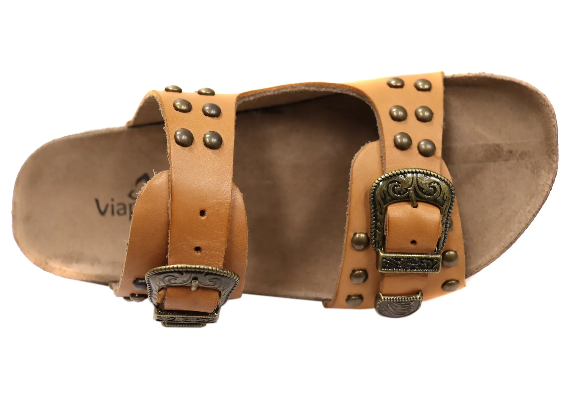 Via Paula Renee Damen Leder Bequem-Slides Sandalen Hergestellt in Brasilien Via Paula Schuhe