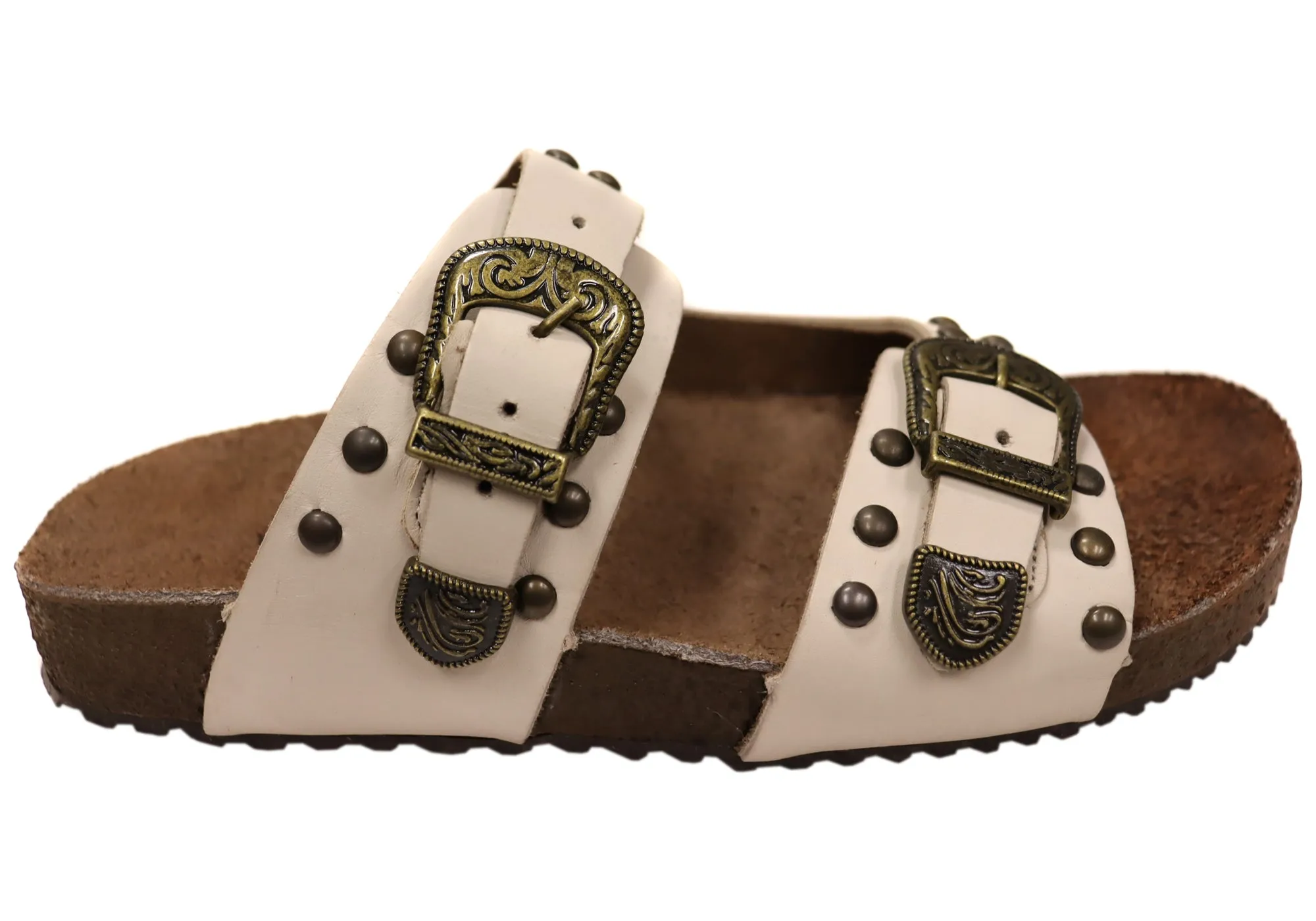 Via Paula Renee Damen Leder Bequem-Slides Sandalen Hergestellt in Brasilien Via Paula Schuhe